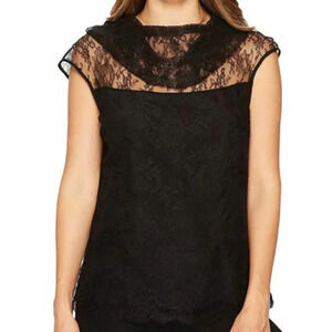 Escada Nataran Cap Sleeves Jewel Neck Lace Top 17547